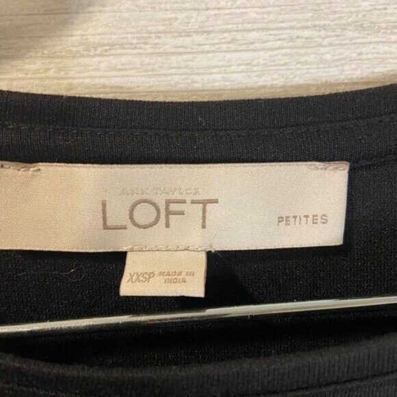 LOFT Women's Flutter Sleeve Top Flounce Crew Tee In Black‎ - Picture 5 of 5